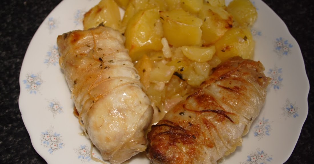 + que postres: Zancos de pollo rellenos asados con manzana