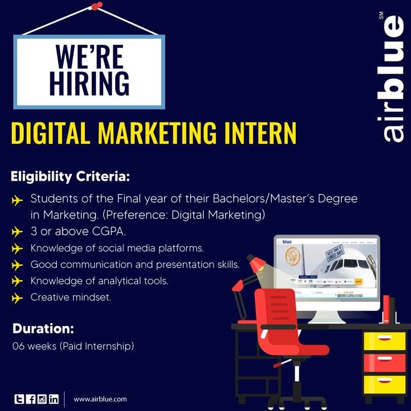 Air Blue | Paid Internship | Digital Marketing | Digital Marketing Intern | Air Blue Paid Internship for Digital Marketing Intern 2021 Air Blue | Paid Internship | Digital Marketing | Digital Marketing Intern | Air Blue Paid Internship for Digital Marketing Intern 2021