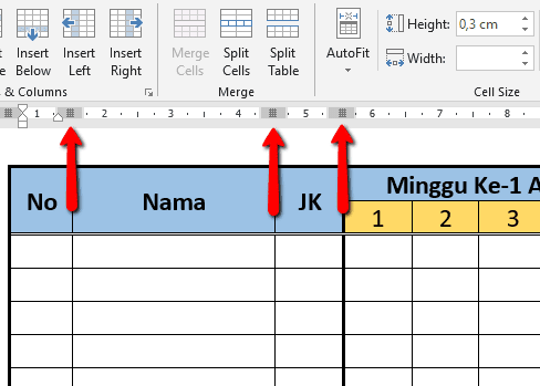 Cara Mengganti Lebar Kolom Pada Tabel Microsoft Word