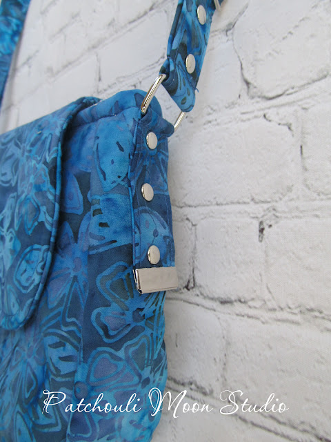 Patchouli Moon Studio~ Enlarged Mini Hipster Bag in Blue Batik