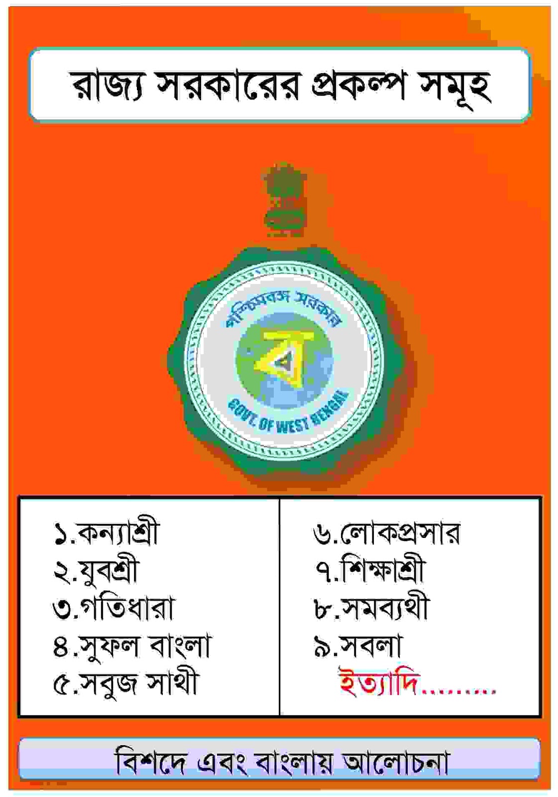 West Bengal Government Schemes and Projects in Bengali PDFরাজ্য