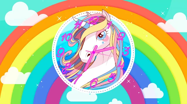 Beautiful Unicorn Windows Clock Screensaver