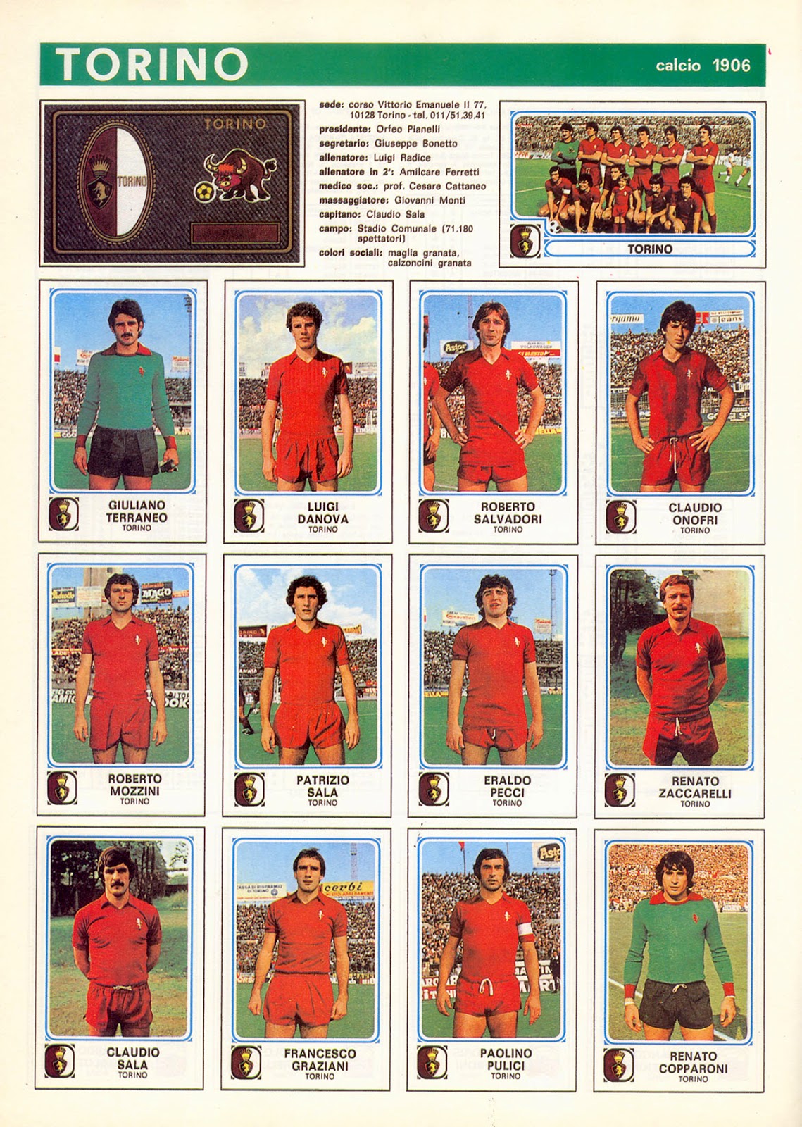 TORINO CALCIO 197879. By Panini.
