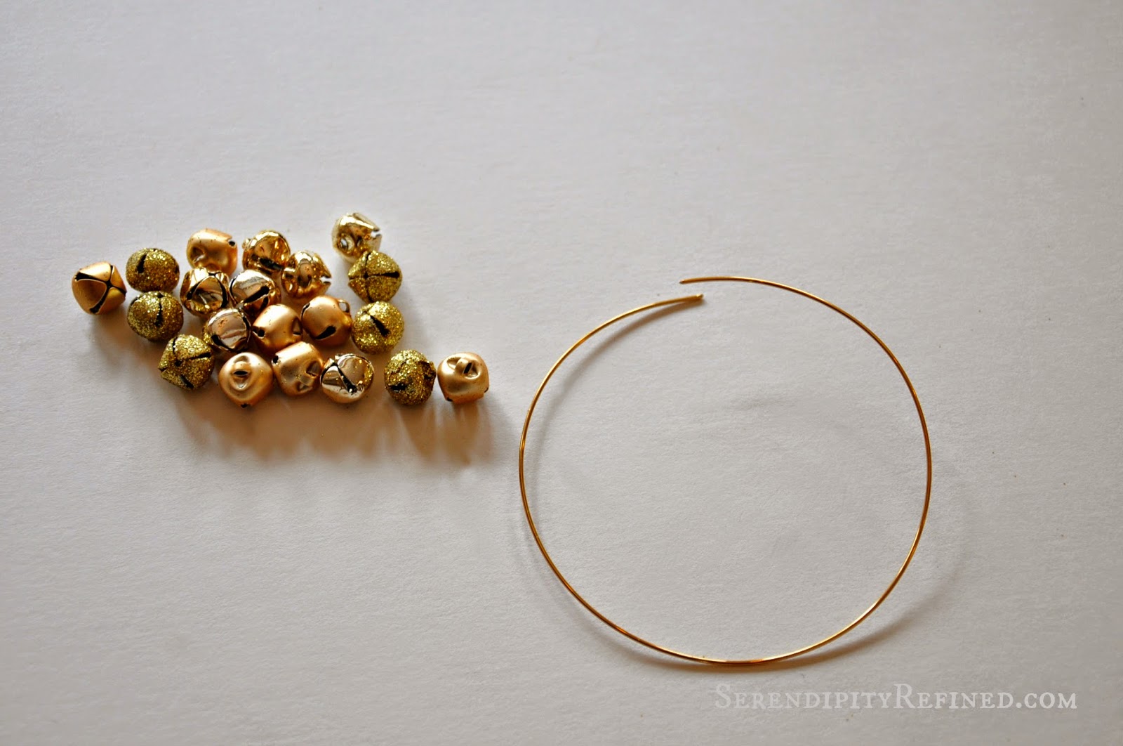 Serendipity Refined Blog Easy Gold Jingle Bell Wreath {Ornament Day 2}