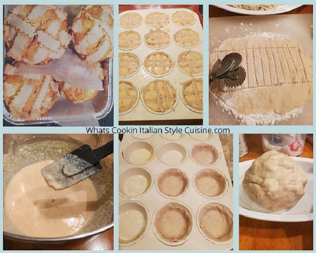 this is a collage of making Easter cheesecakes in cupcake tin with all different photos