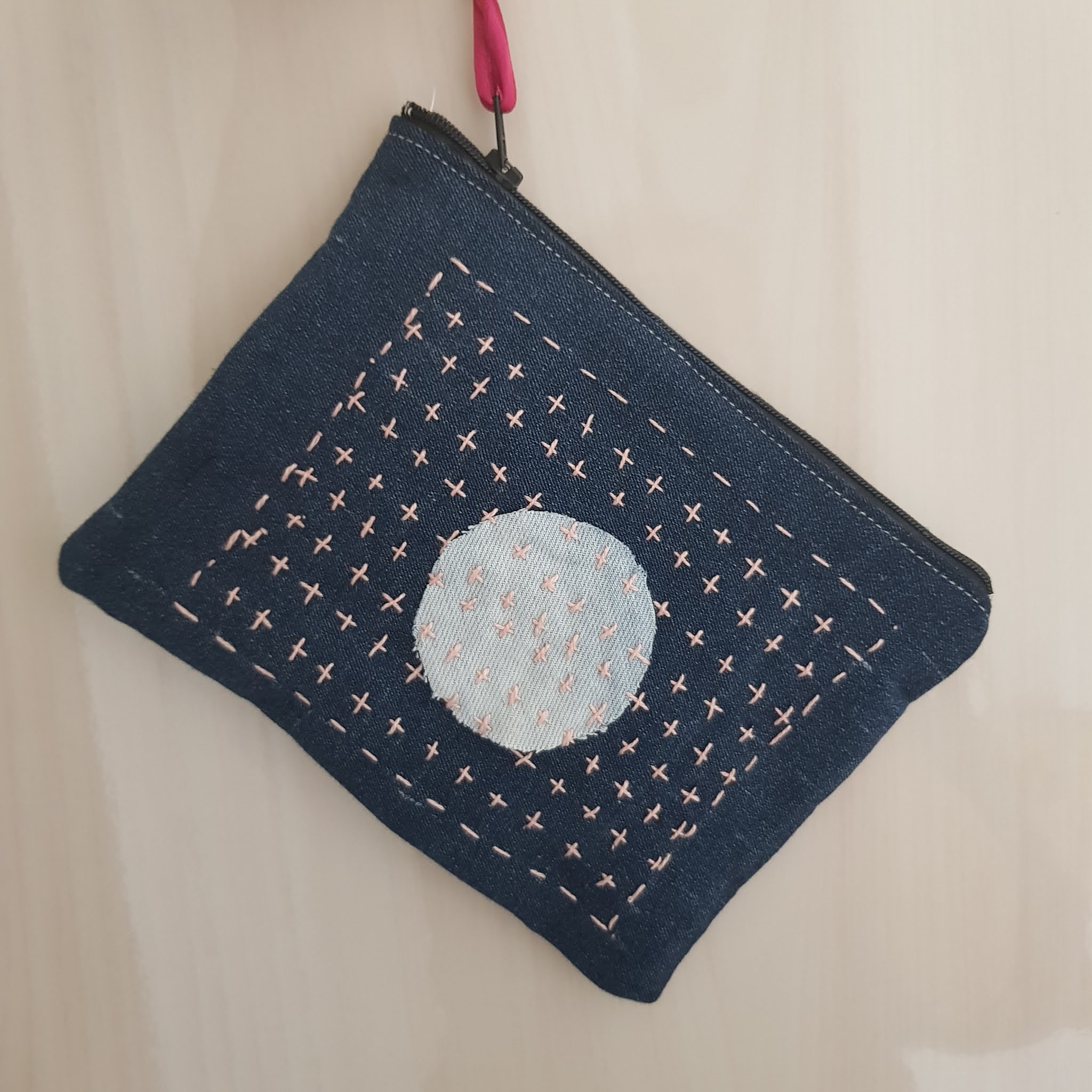 sashiko denim zipper pouch All about patchwork and quilting