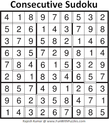 Consecutive Sudoku (Fun With Sudoku #177) Solution