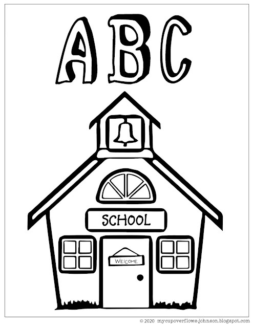 ABC school house coloring page