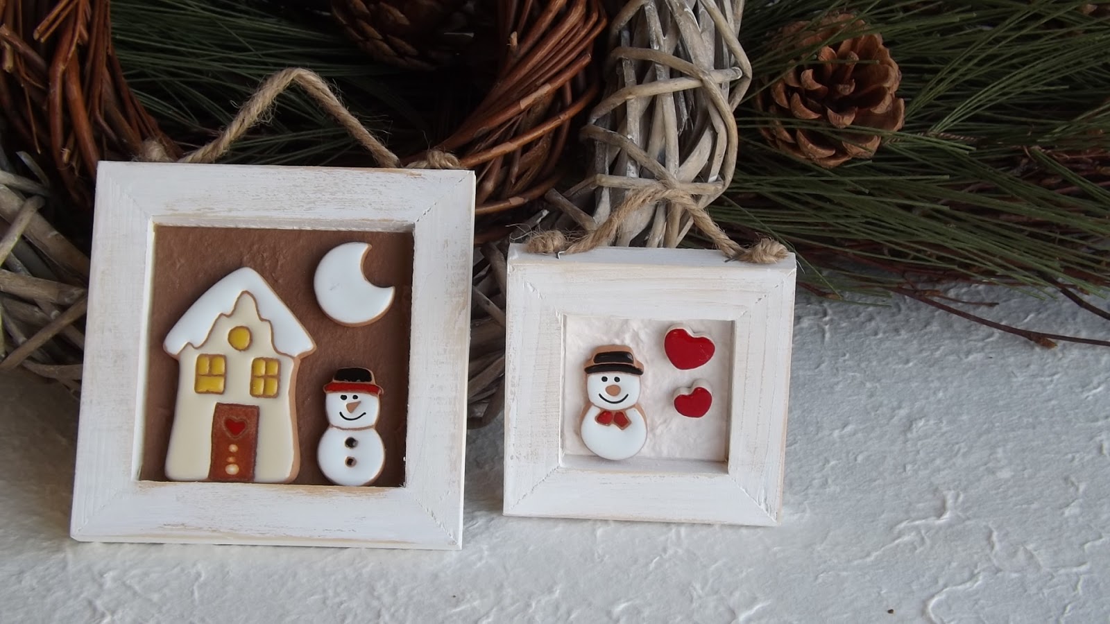 ceramica come mestiere: Piccoli quadri natalizi. Renna, albero, pupazzo