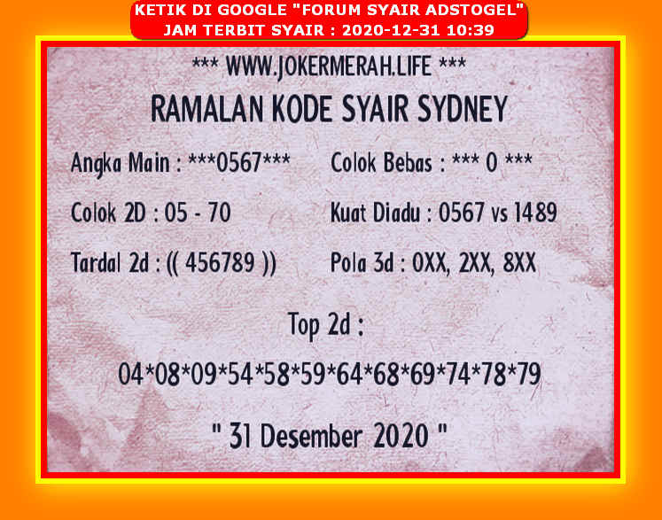 Forum Syair Adstogel 31 Desember 2020