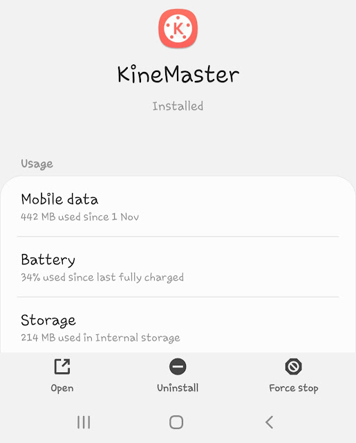 Force stop Kinemaster app