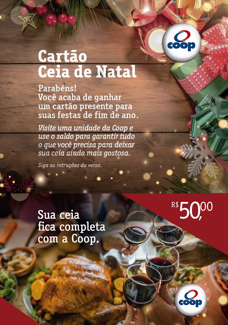 Coop lança gift card Ceia de Natal e disponibiliza pratos prontos natalinos Coop lança gift card Ceia de Natal e disponibiliza pratos prontos natalinos