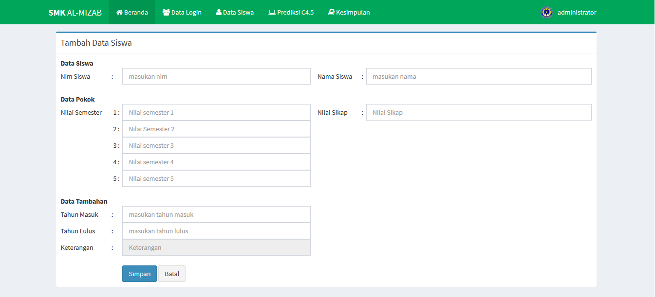 Prediksi Kelulusan Siswa Algoritma C4.5