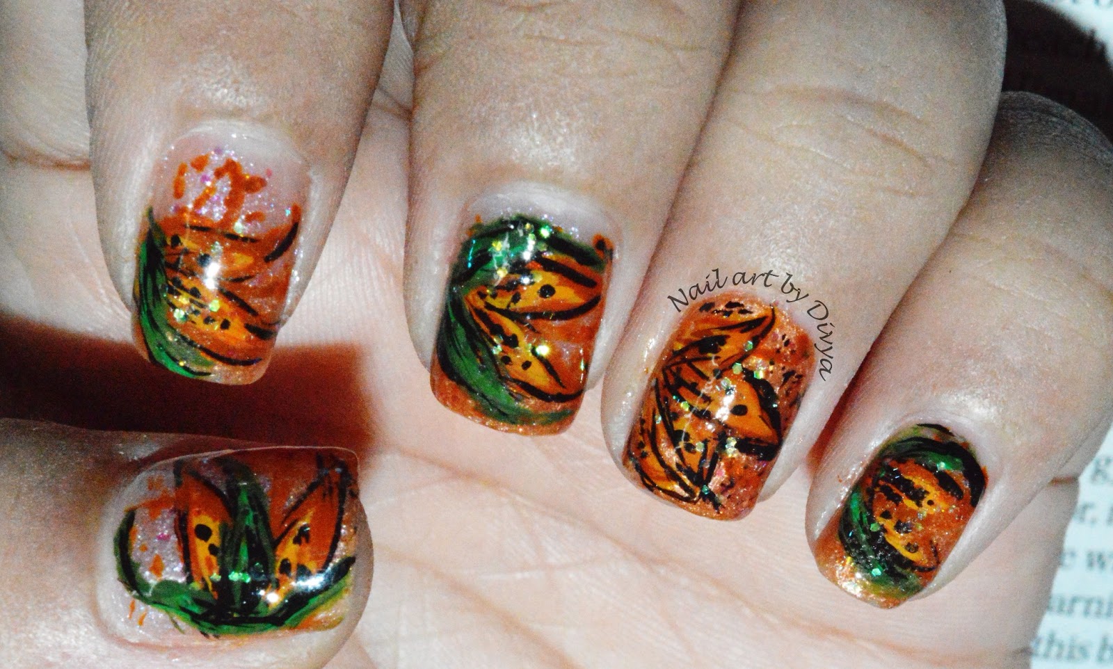 Nails Jazzed Up Tiger Lily My Entry for nail art Contest!!!