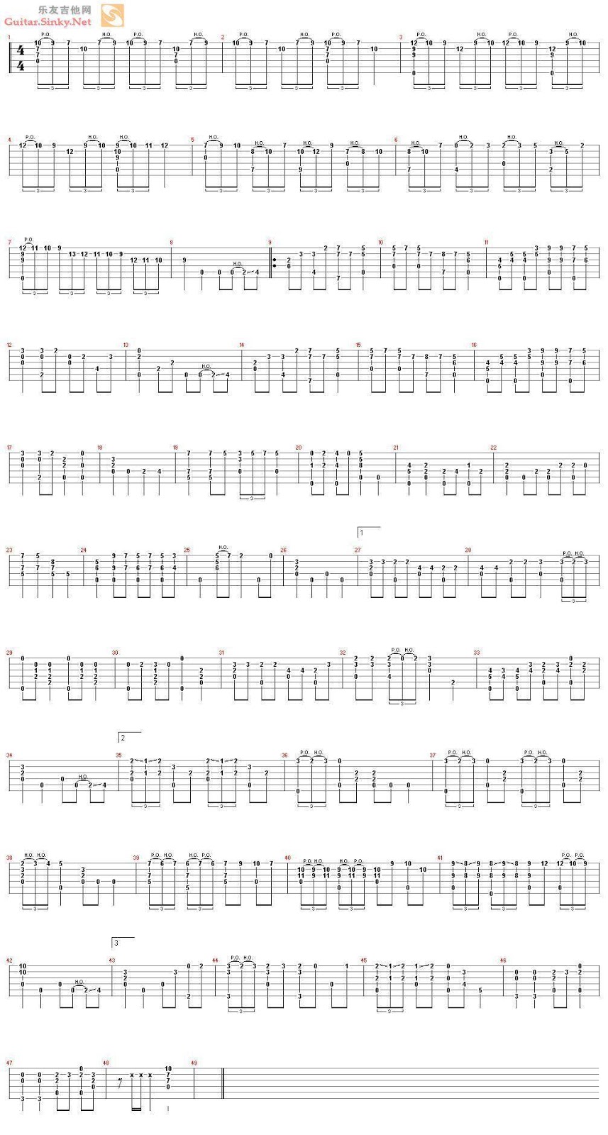 TAB Gitar lagu Doraemon