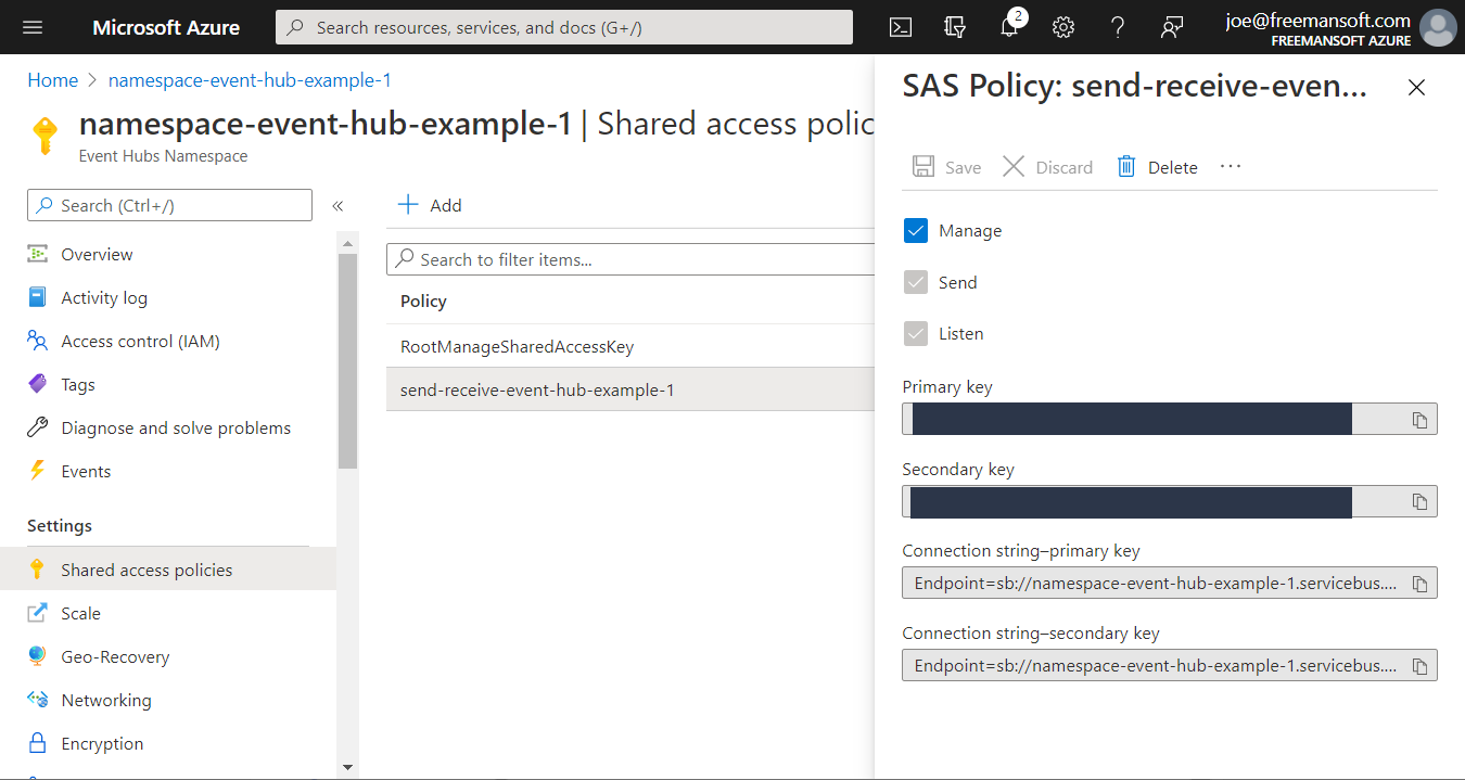 Managed Identities and Shared Access Tokens for EventHubs in Azure