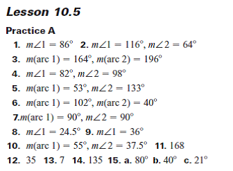 Geometry: 10.4 and 10.5 Homework