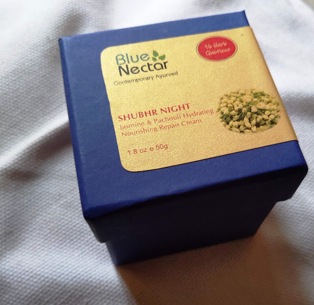 Blue Nector Shubhr Night Jasmine & Pachouli Hydrating Nourishing Repair Cream Review and Pictures