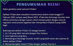 pengumuman sistem maintenance vtube