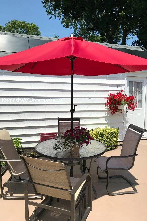 Patio Set With Red Umbrella