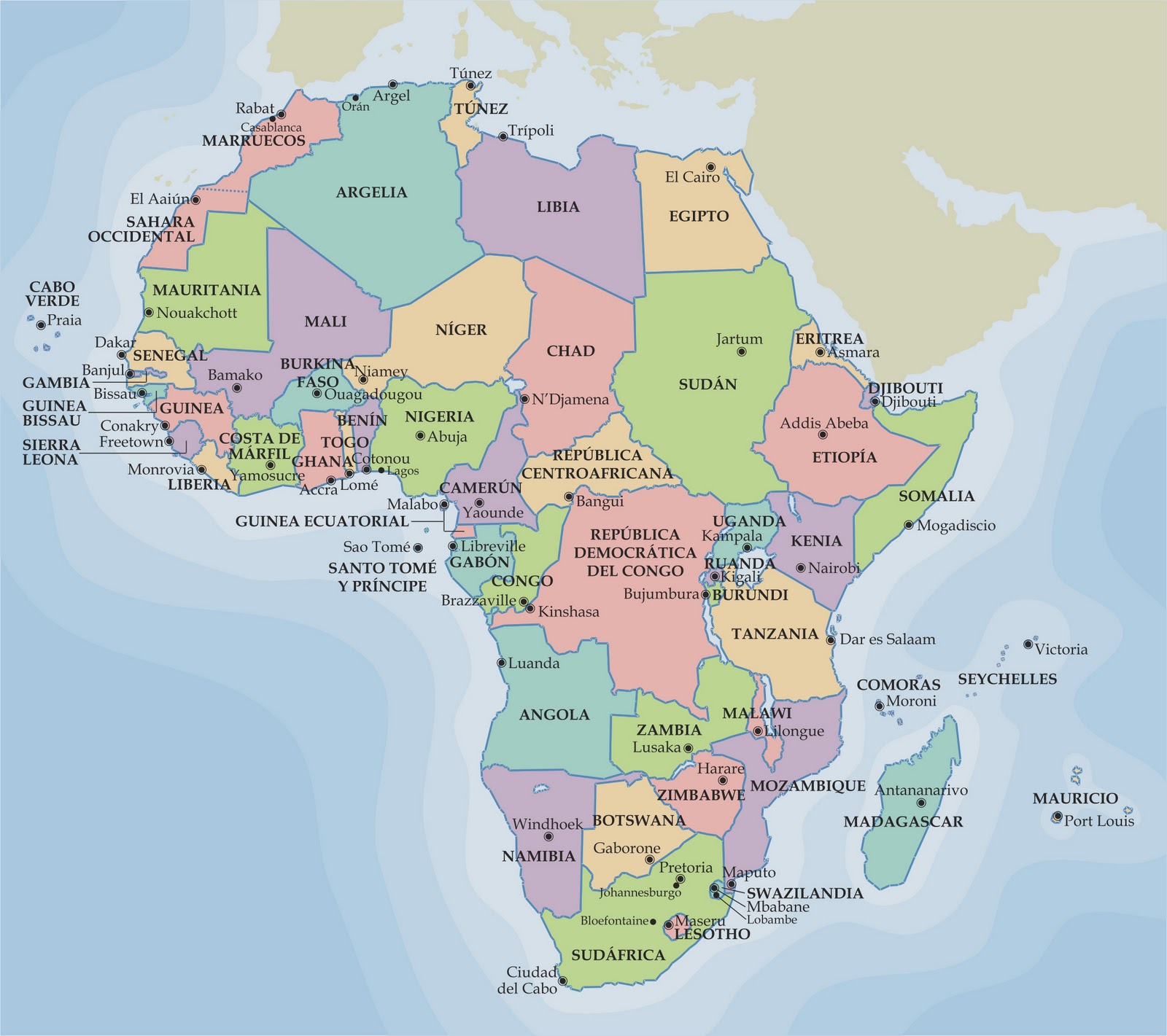 La Rosa De Los Vientos Mapa PolÍtico De Africa 1078