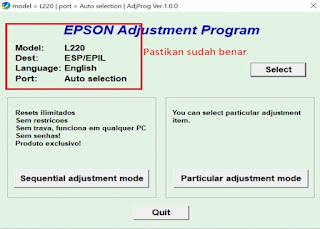Reset Printer Epson Tipe L220