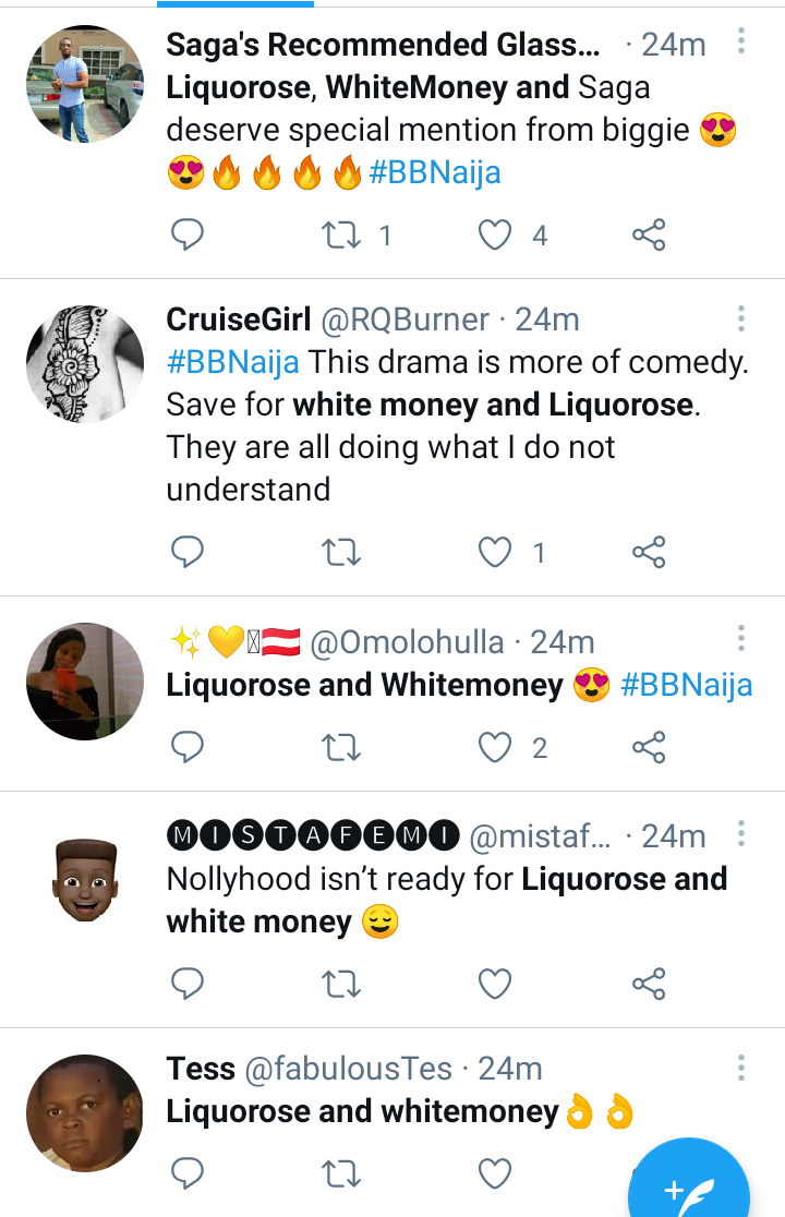 Bbnaija 2021: Social Media Users React To Liquorose And Whitemoney's Performance In Today's Wager Challenger