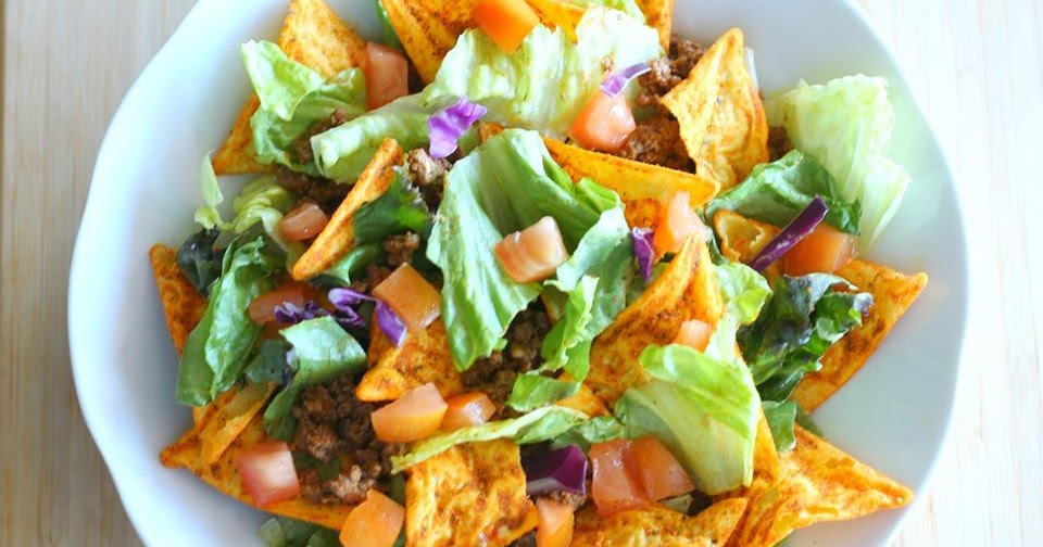 Taco Salad made with taco seasoned lean ground beef... 