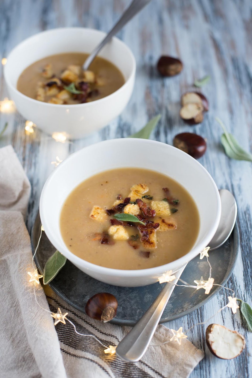 Starbooks CHESTNUT SOUP WITH BACON AND SAGE CROUTONS