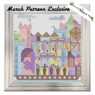 Massive Patreon Exclusive: Ship of Fools Floating Fairy Tale City Full Coverage Cross Stitch Pattern