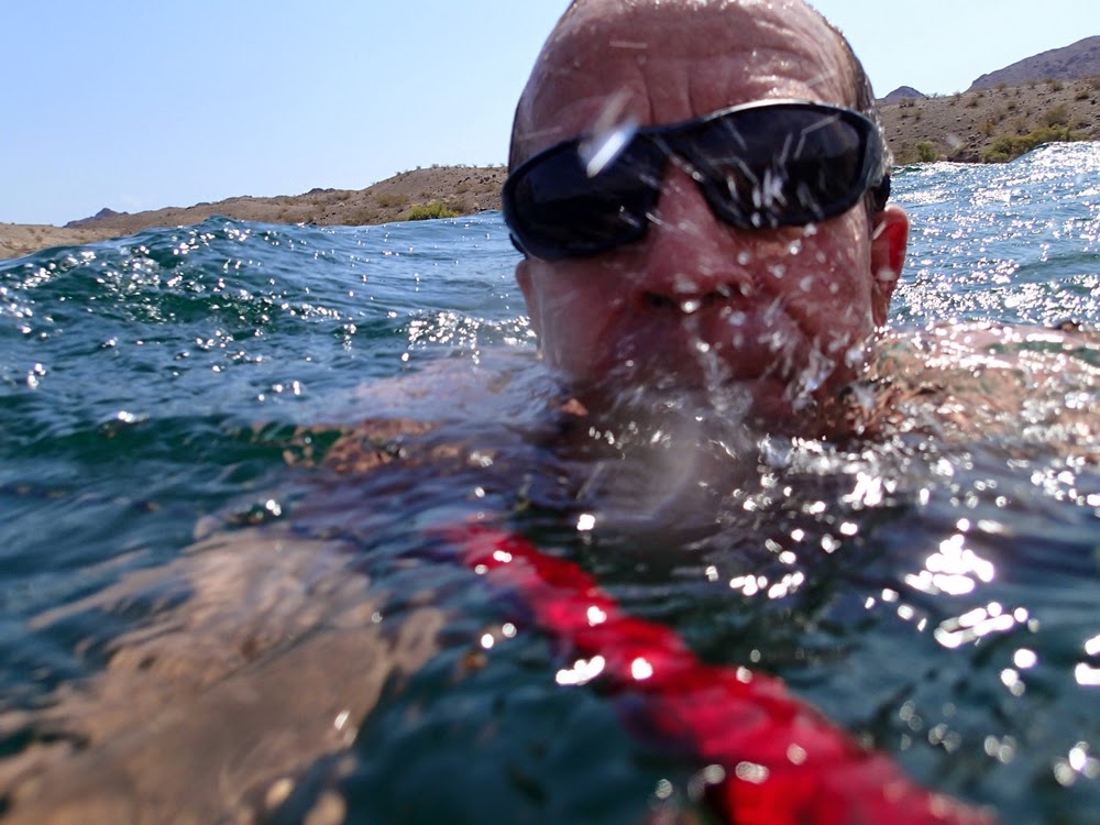 Swimming across Lake Mohave, July 2013