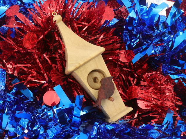 Handmade Ornament, Wood Miniature Birdhouse Christmas Tree Decoration