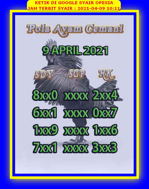 Syair Harian Sdy 9 April 2021 Kode Syair Sgp Hk Sd Motesia Syair Harian Sdy 9 April 2021 Kode Syair Sgp Hk Sd Motesia