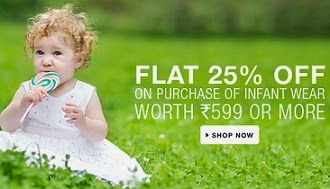 Infant Wear: Flat 25% Discount on Purchase worth Rs.599 or above