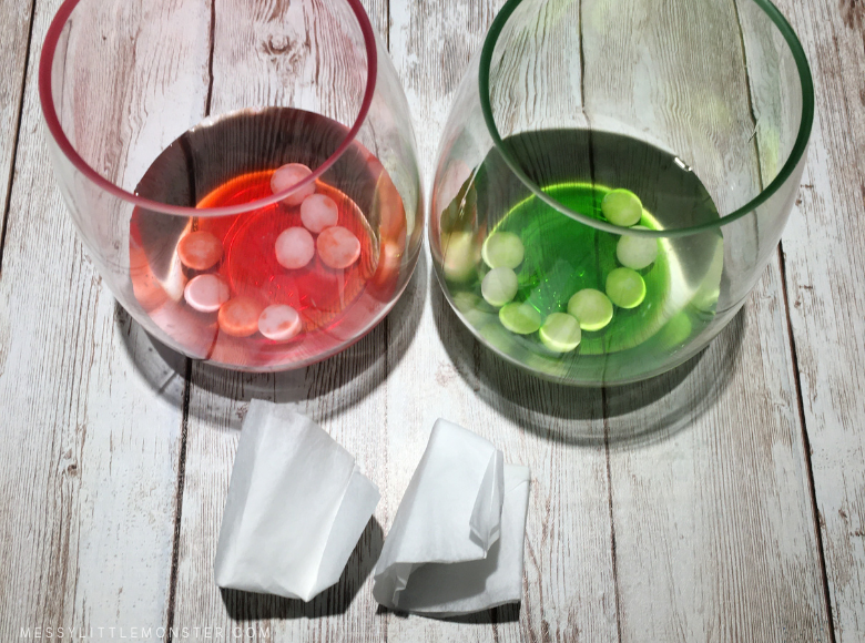 Coffee Filter Snowflakes Craft Made with Skittles Paint! Messy