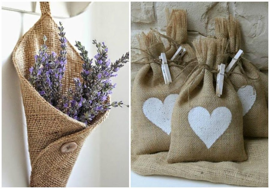 Saquitos de lavanda con tela de arpillera