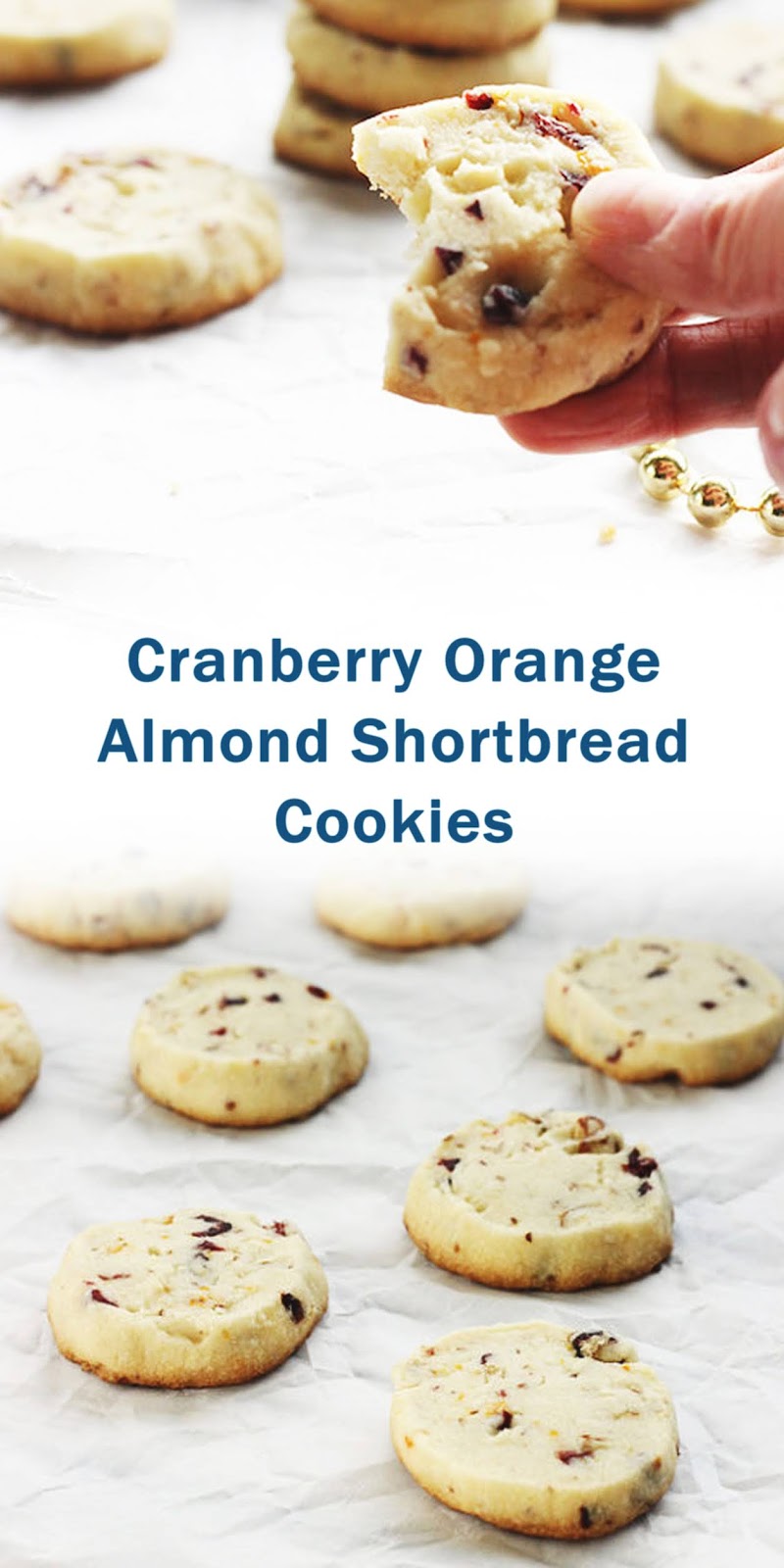 Cranberry Orange Almond Shortbread Cookies
