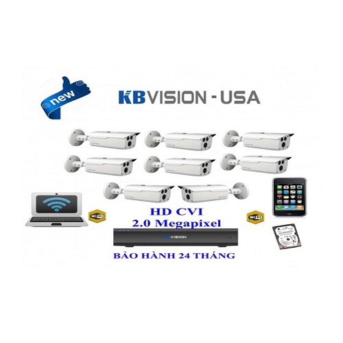 Bộ 8 Camera lắp đặt nhà xưởng HDCVI 2.0 Megepixel