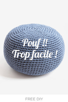 pouf à crocheter en trapilho, appelé aussi t-shirt yarn