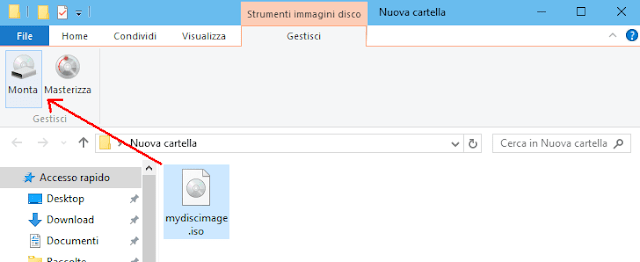 Montare immagine ISO su Windows 8 e 10
