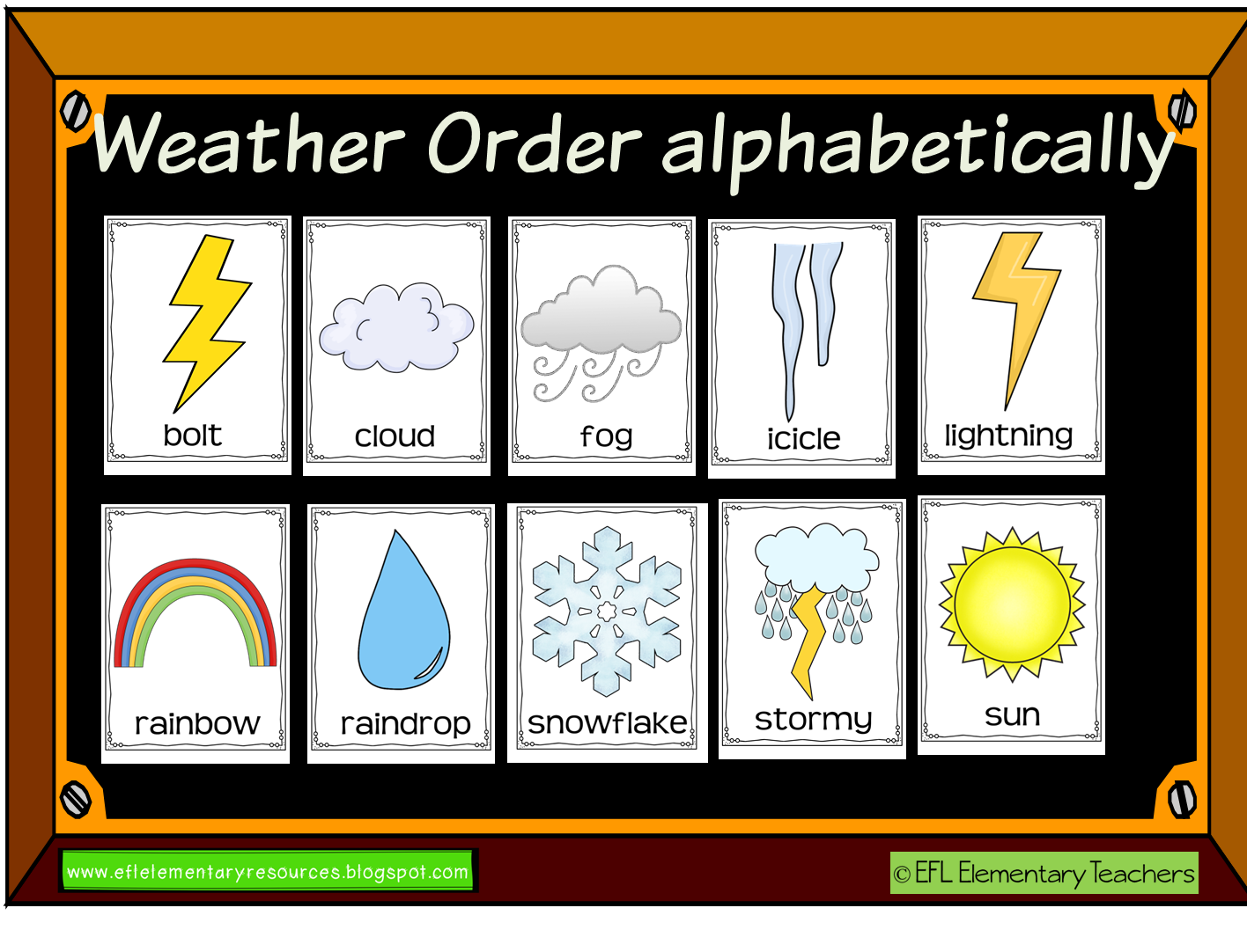 EFL Elementary Teachers Weather Flashcards Activities for ESL EFL Learners