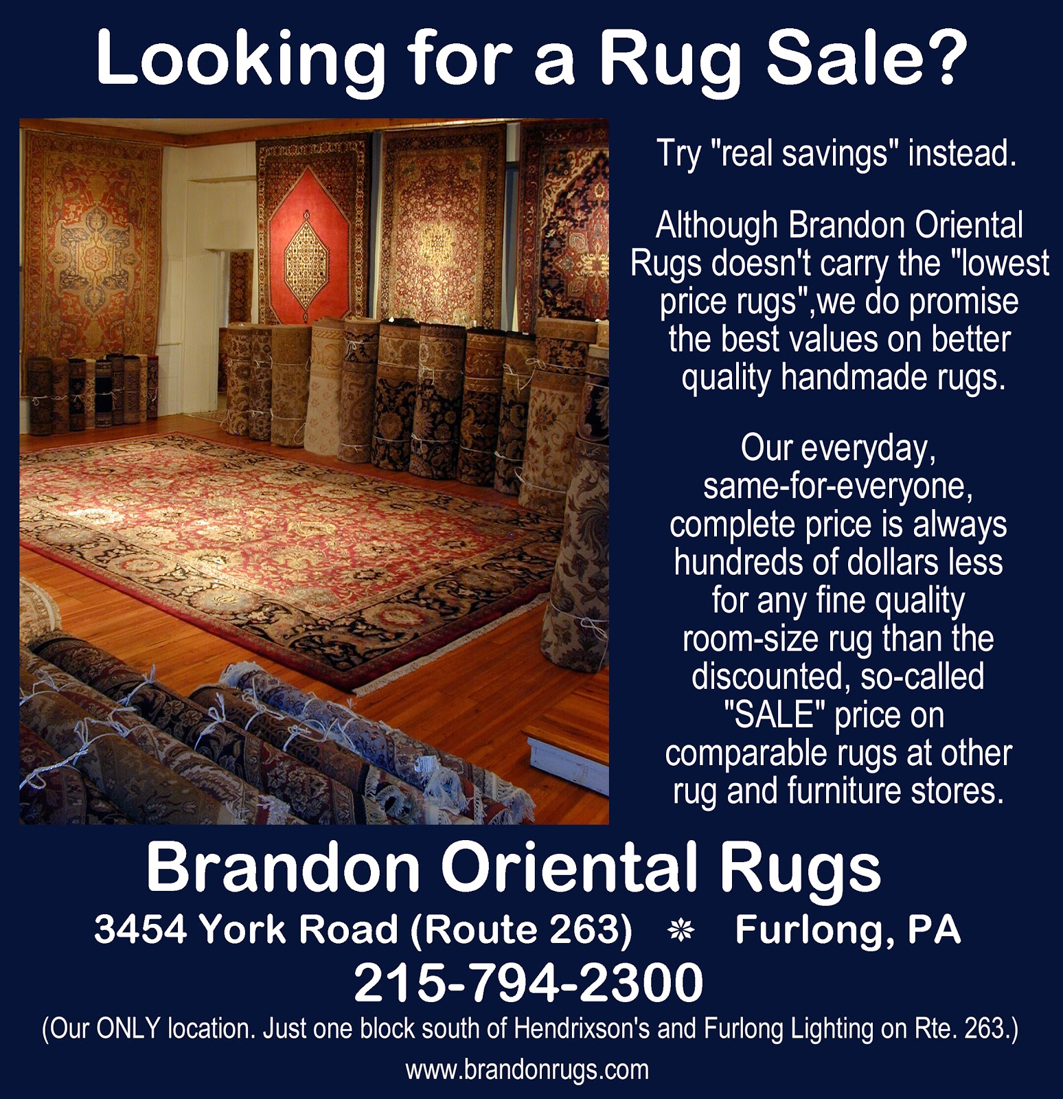Brandon Oriental Rugs Looking for a Rug Sale in Bucks County