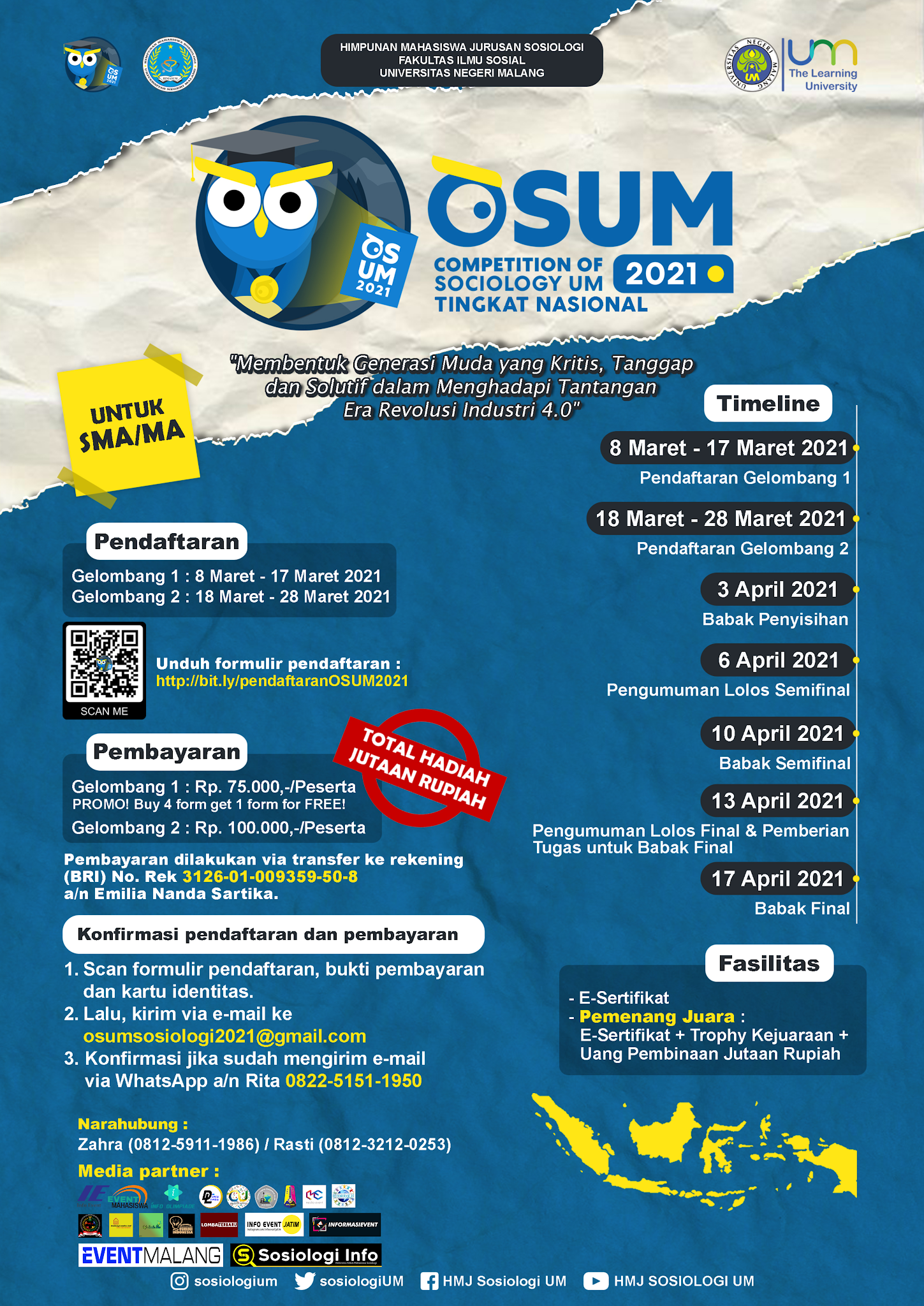 Dear Pelajar SMA/MA se-Indonesia, Info Lomba Sosiologi, Total Hadiah Jutaan Rupiah ! Pendaftaran Akhir 28 Maret 2021