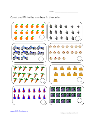 3 MATH WORKSHEETS FOR KINDERGARTEN COUNTING 1-20
