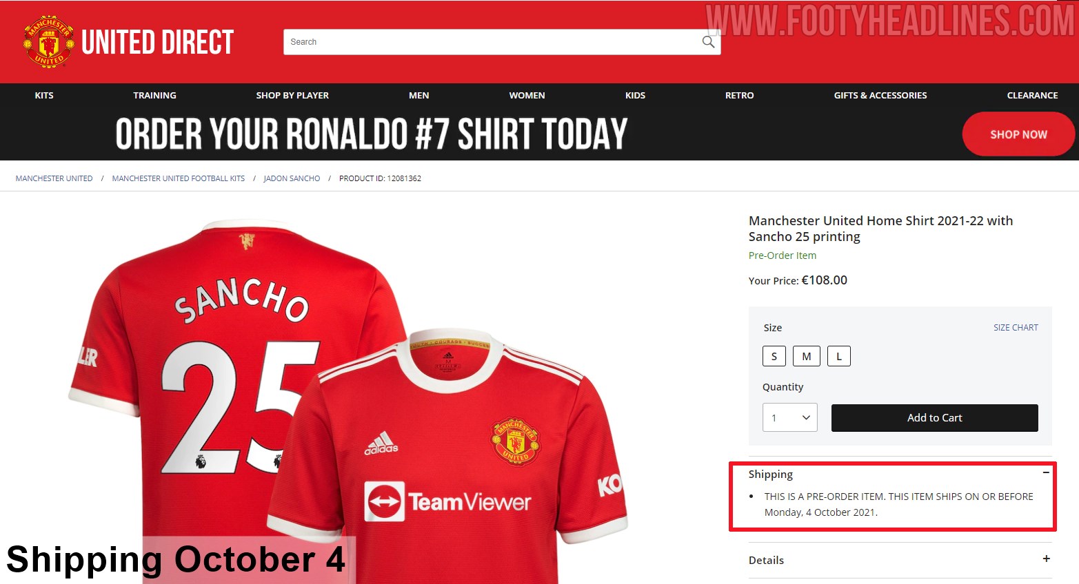 Manchester United Are Running Out of Ronaldo 7 Kit Prints