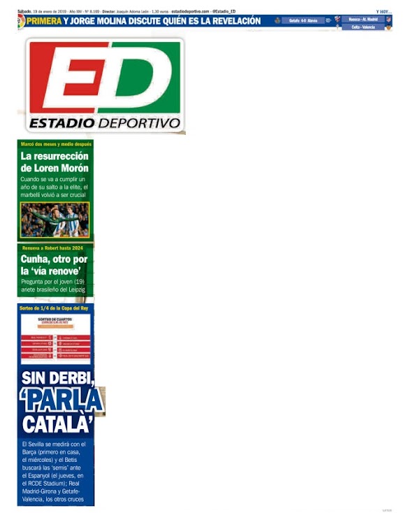 Betis, Estadio Deportivo: "Cunha, otro por la vía renove"