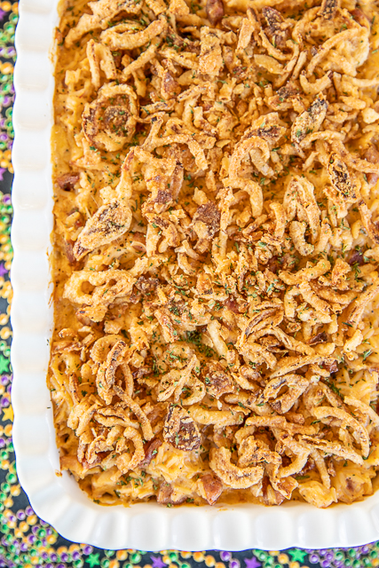 dirty rice casserole in baking dish