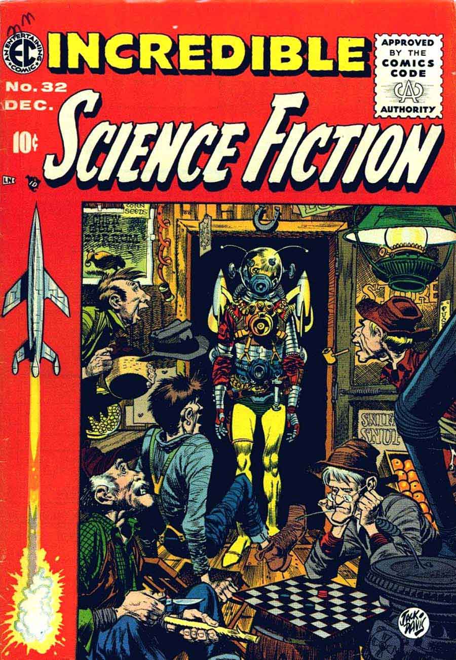 Incredible Science Fiction v1 #32 ec comic book cover art by Jack Davis