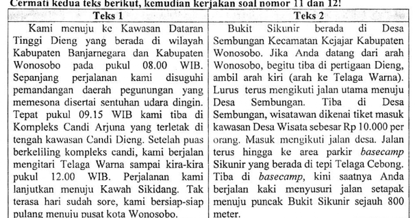 SOAL MEMBANDINGKAN PENGGUNAAN BAHASA DUA TEKS DAN