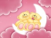 Teddybears and MoonPink Wallpaper (teddybears moon pink sky wallpaper)